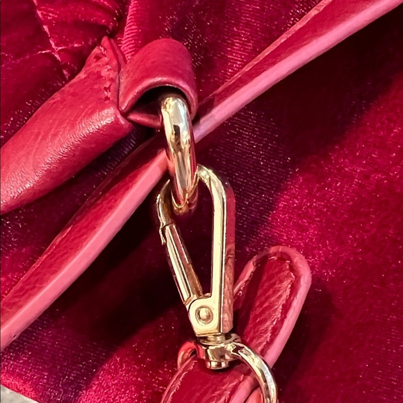 Bebe Red Quilted Velvet Backpack - Picture 11 of 13